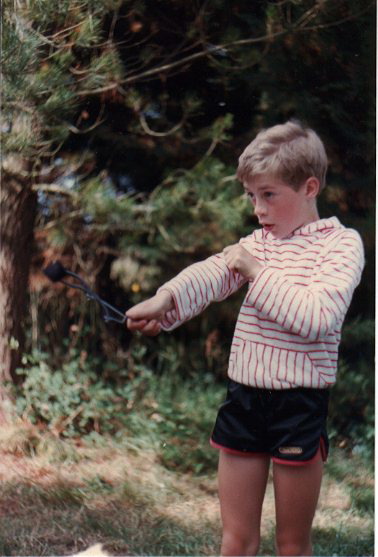 Robbie with his catapult